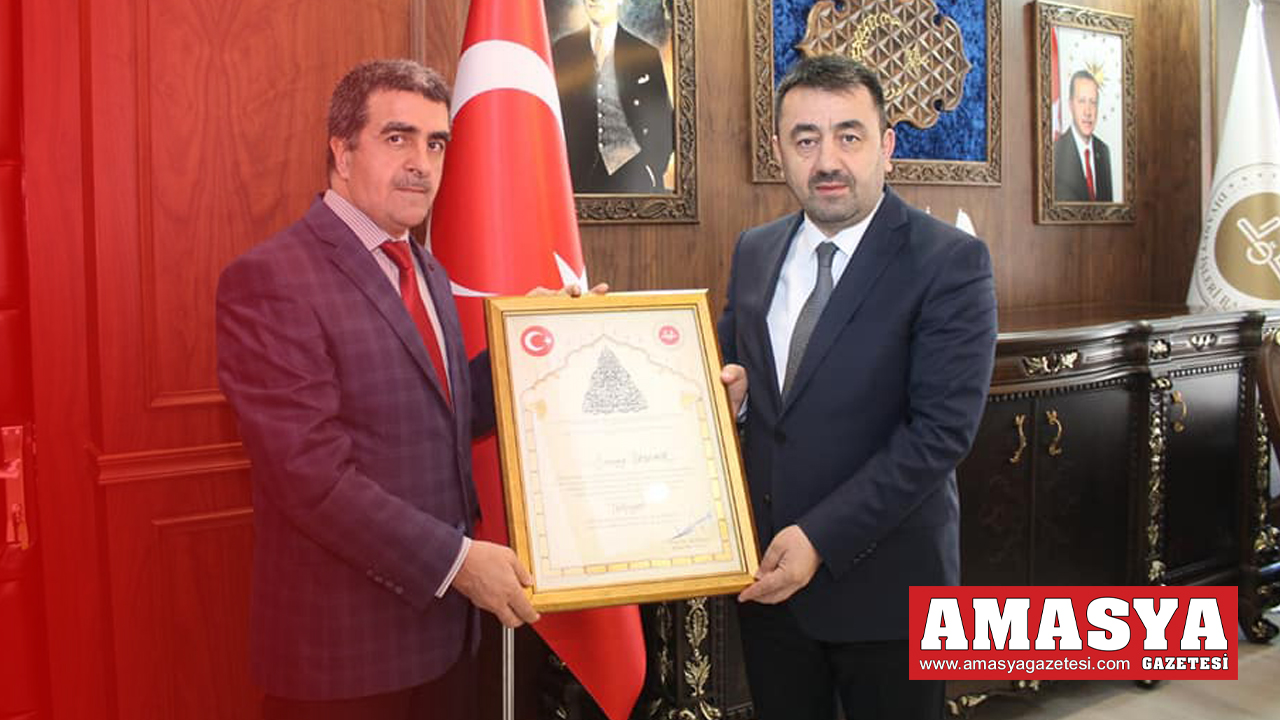 Diyanet işleri başkanı Prof. Dr. Ali Erbaş teşekkür belgesi verdi